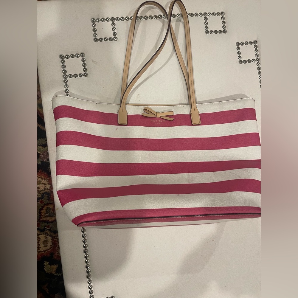 Brand New Hot Pink and White Striped Kate Spade Bag